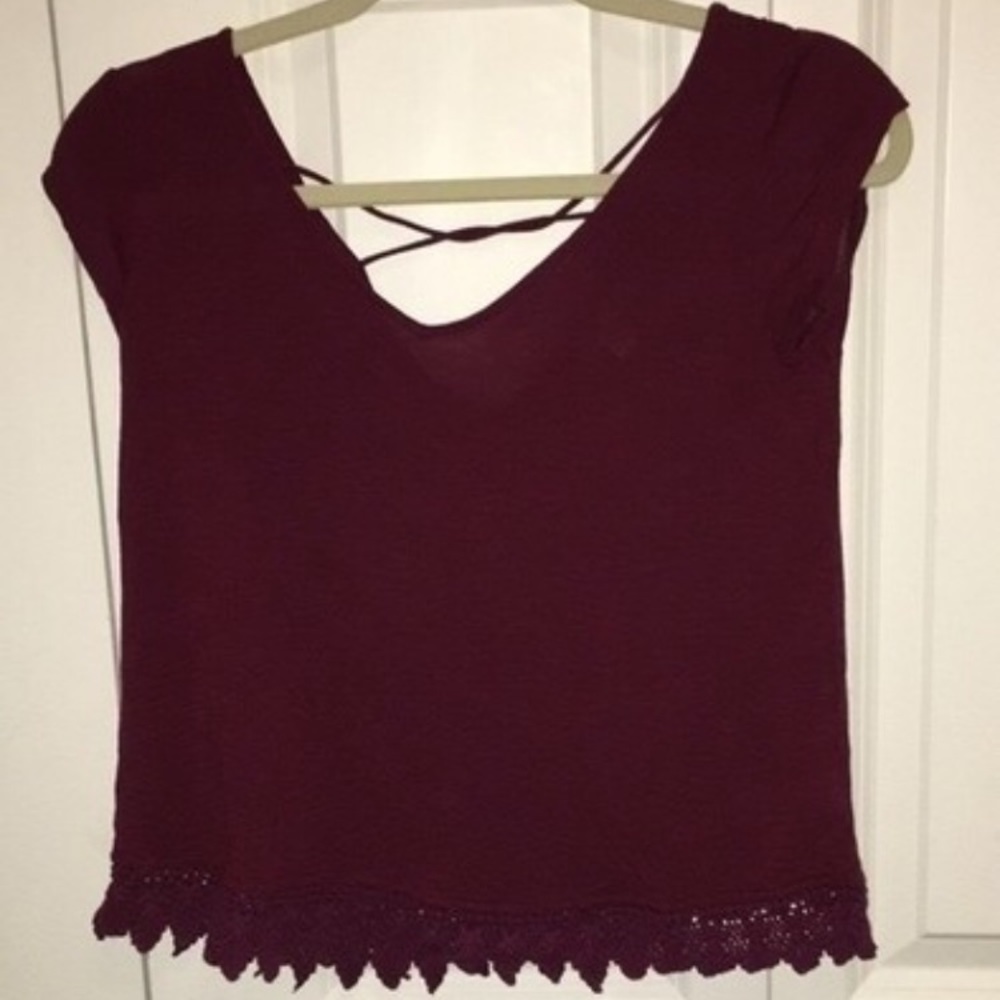 American Eagle Crochet Hem Top